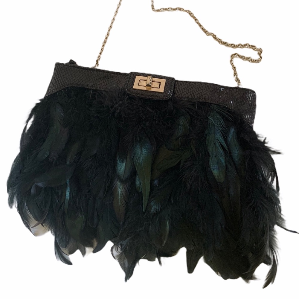 ALDO FEATHER EVENING BAG CLUTCH FEATHERED FORMAL
